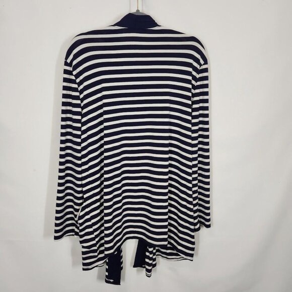 Shiela Rose‎ Striped Open Front Jersey Cardigan in Navy and White - Size 2X - Picture 3 of 7